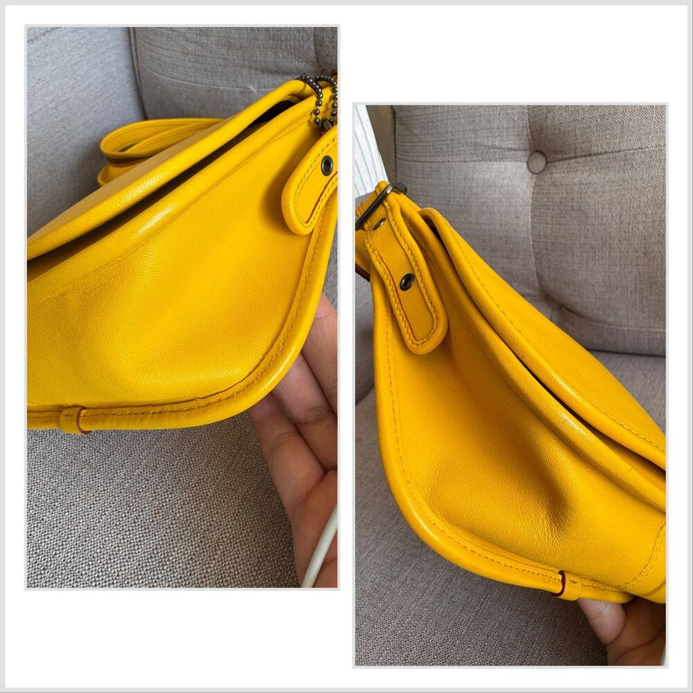 COACH x DISNEY MICKEY MOUSE W/Ears Crossbody Leather Bag Yellow limited edition - Picture 5 of 8